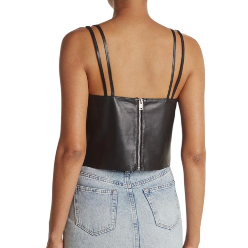 Walter Baker NWOT Leroy Crop Top 100% Lamb Leather Zipper on Back Size XS - Picture 6 of 11